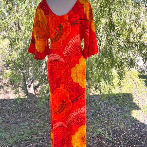 60's Hilo Hattie Dress - Maxi - Funky Floral - Bright & Vibrant - Size 12 - Picture 6 of 11